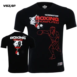 VSZAP MMA Outdoor Sports t-shirt nera Fighting Leisure Boxing Fighting Training maniche corte traspiranti in puro cotone