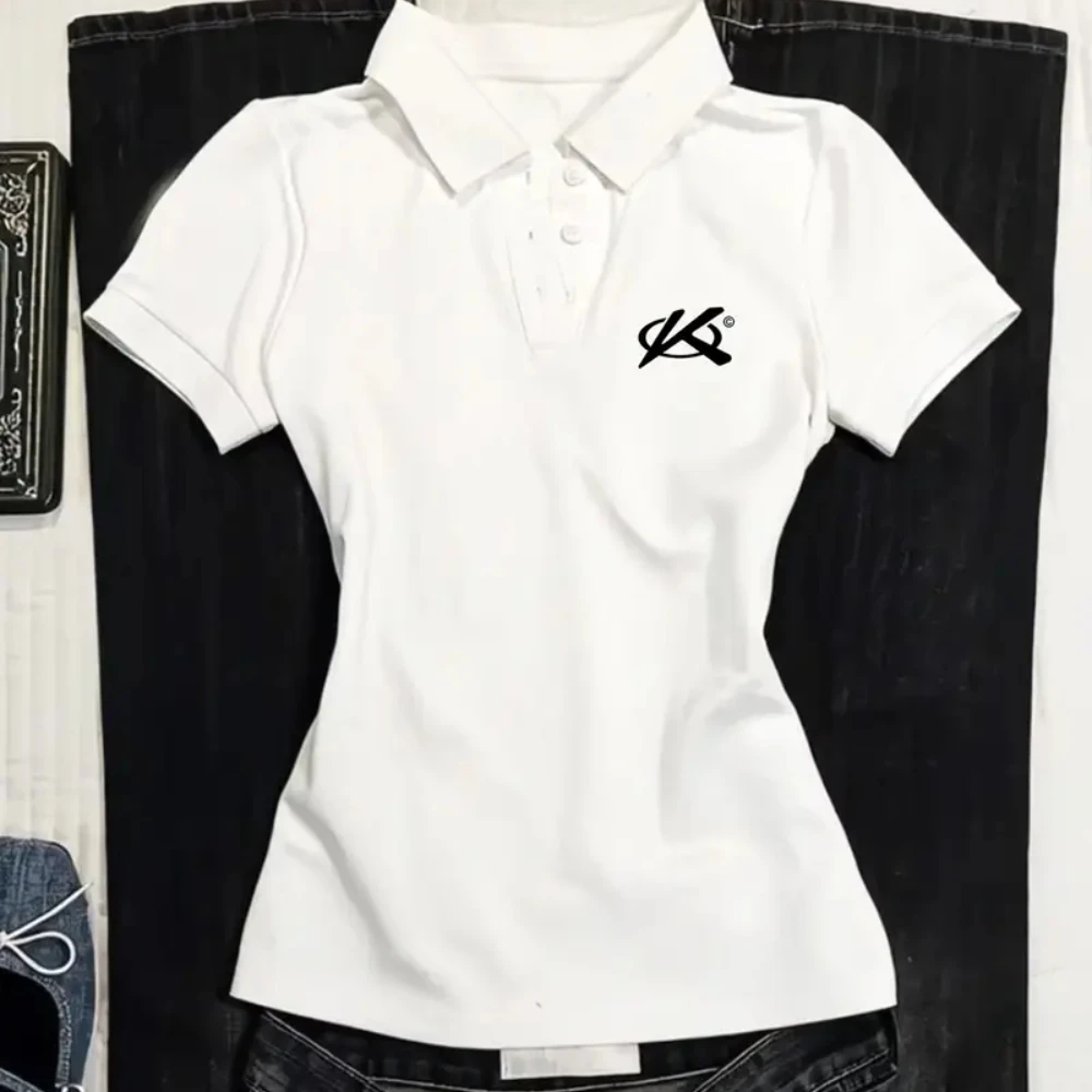 

"Y2K White Polo with Elegant Simplicity"
