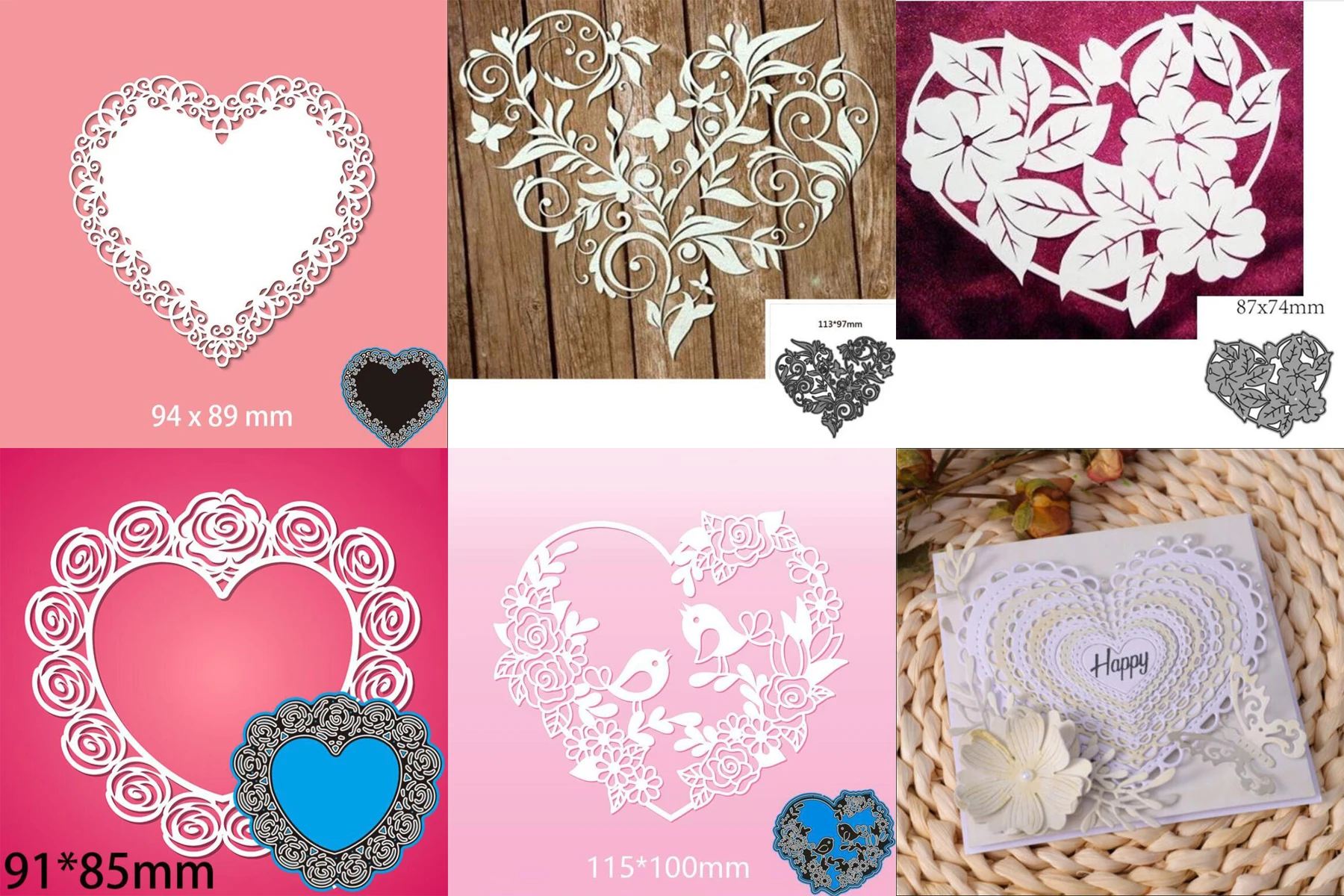 Love Heart flower lace metal cutting dies cut die mold Scrapbook paper craft knife mould blade punch Embossing stencils