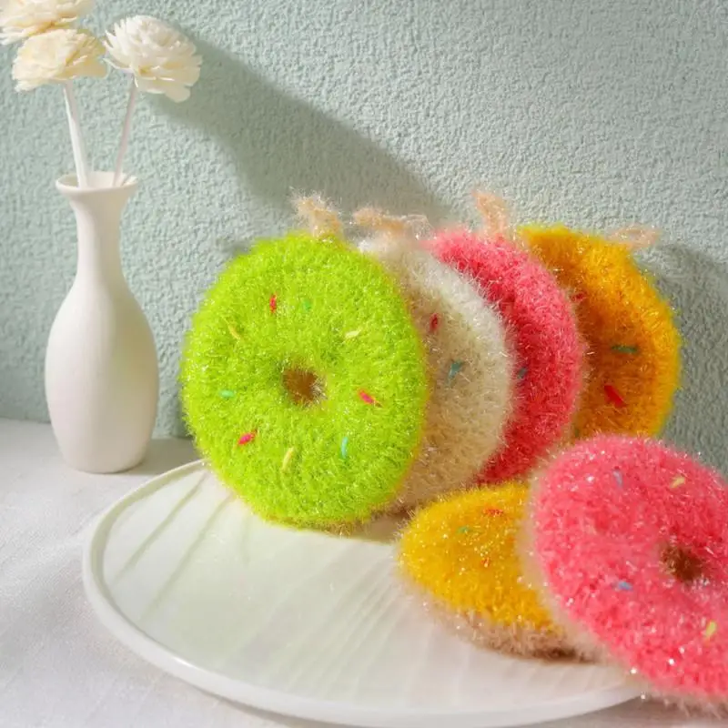 Korea High Efficient Anti-grease Donut Shape Dish Cloth Acrylic Washing Towel Kitchen Cleaning Wiping Rags Cleaning Cloths