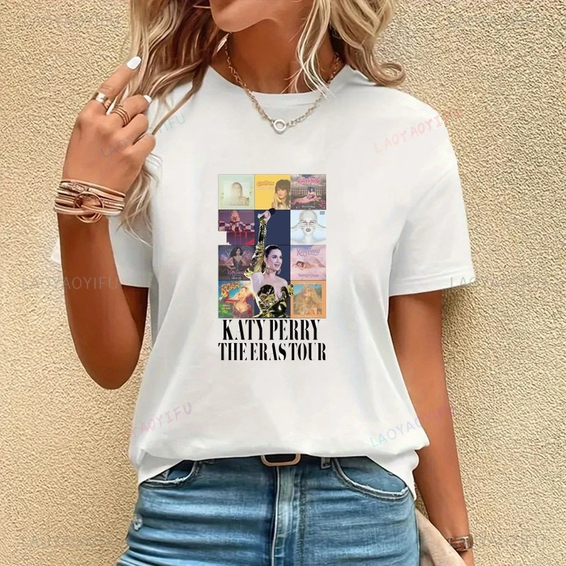 Famous Singer Katy Perry Classic Poster Fashion Print T-shirt, Unisex Casual Streetwear, Spring/summer Top Cotton T-shirt