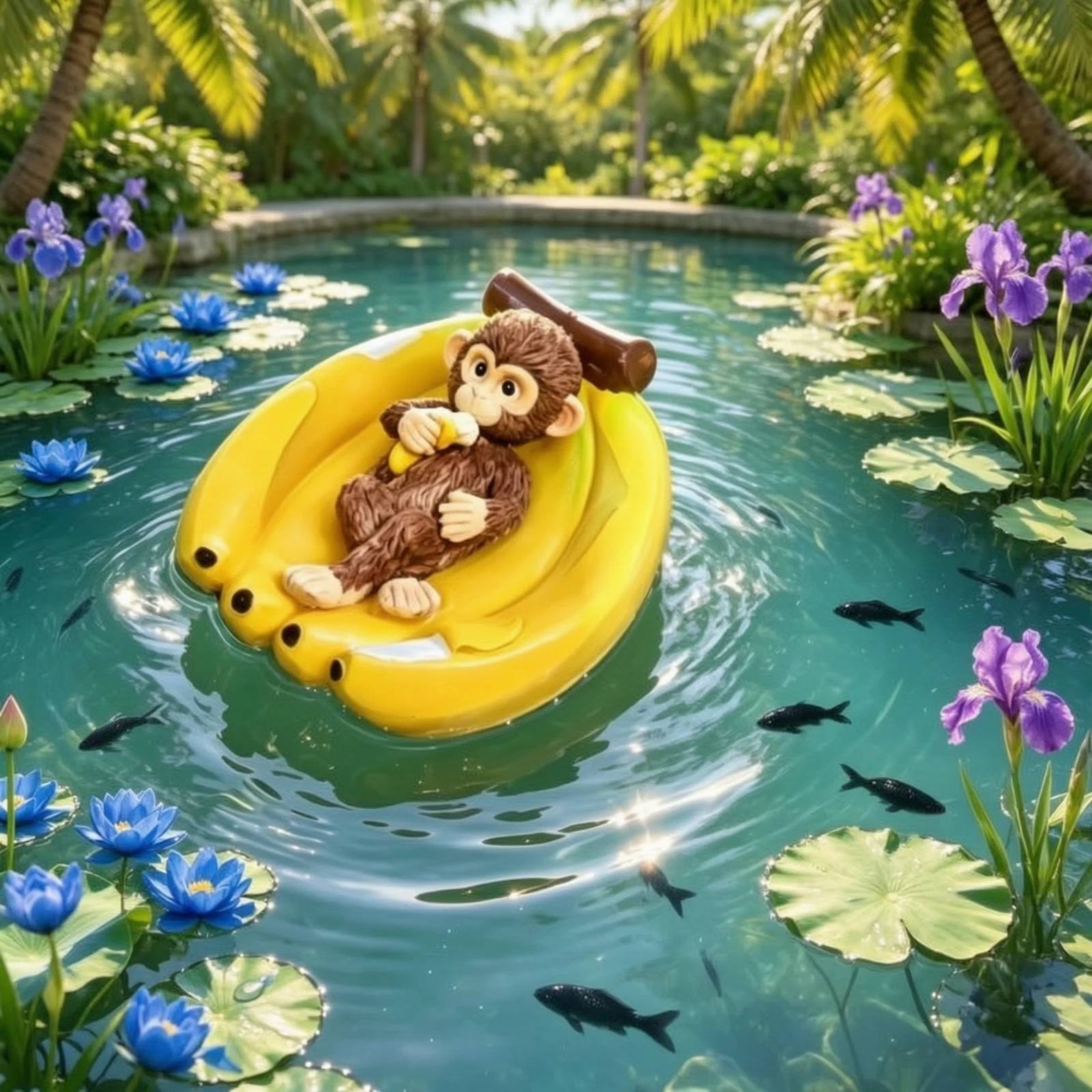 Monkey in Banana Boat Resin Mo - огляд і ціна Aquarium Decor