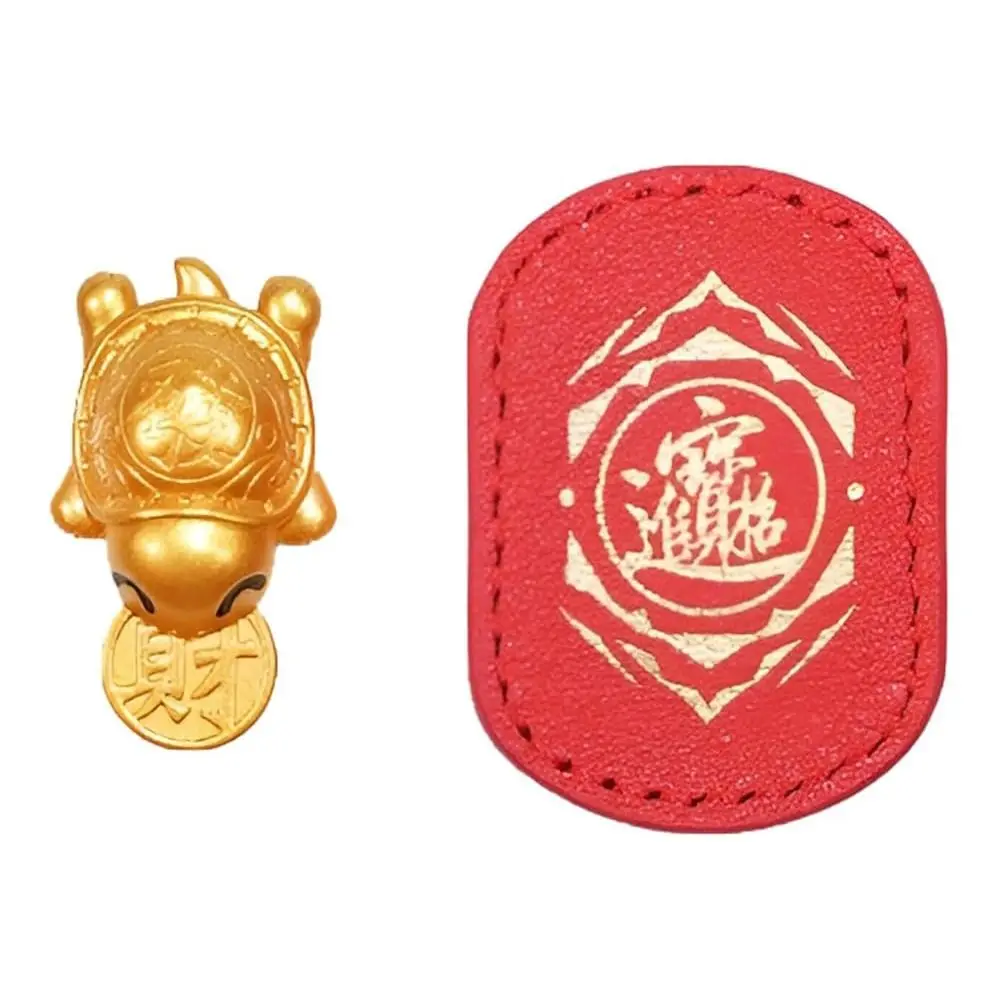 Handcrafted Golden Turtle Charm Leather Sleeve Coin Biting Golden Turtle Keepsake Detailed Shell Texture Brass Turtle Figurine