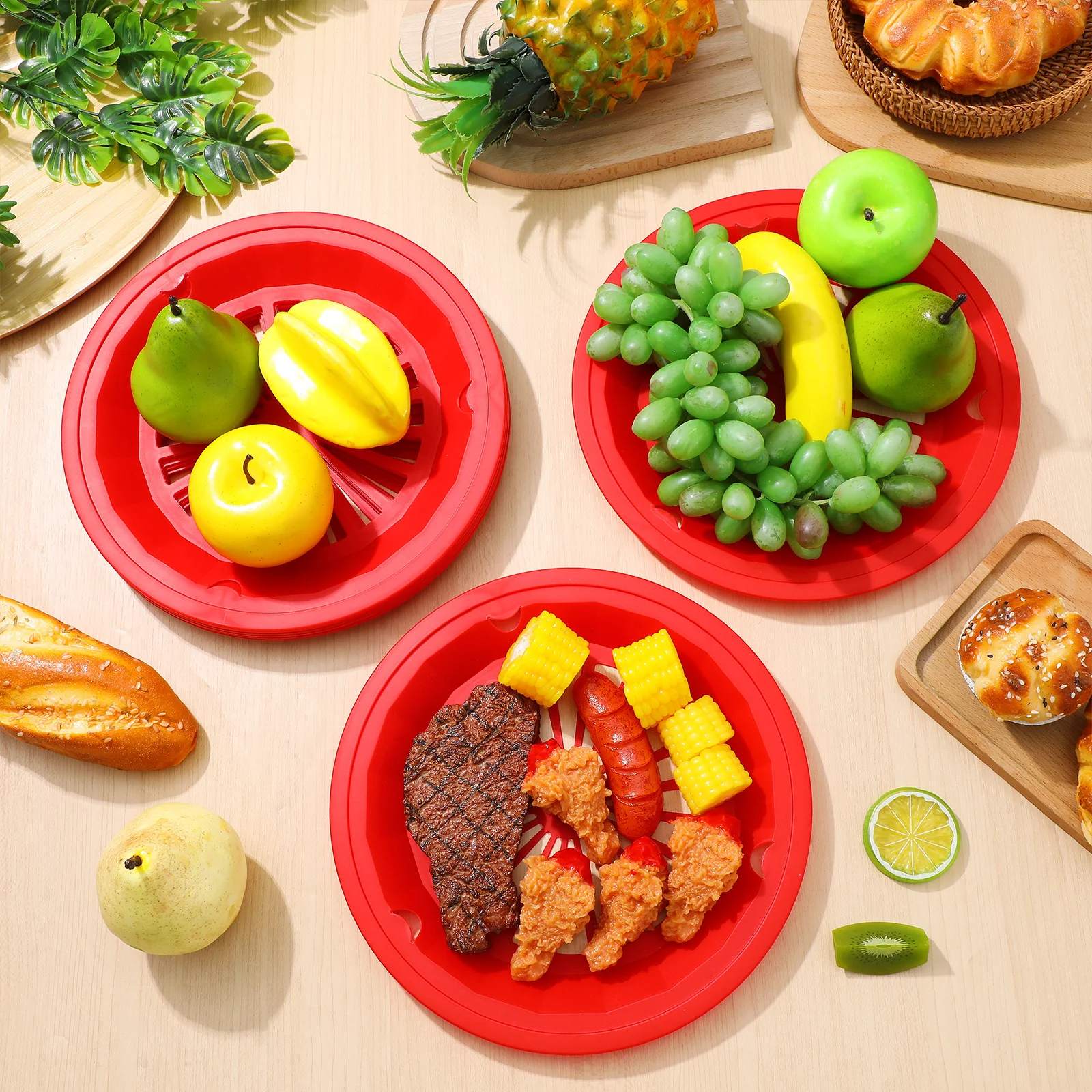 

10pcs Bbq Paper Plate Holder Reusable Plastic Dinner Trays Durable Lightweight Picnic Party Supplies Barbecue Accessories