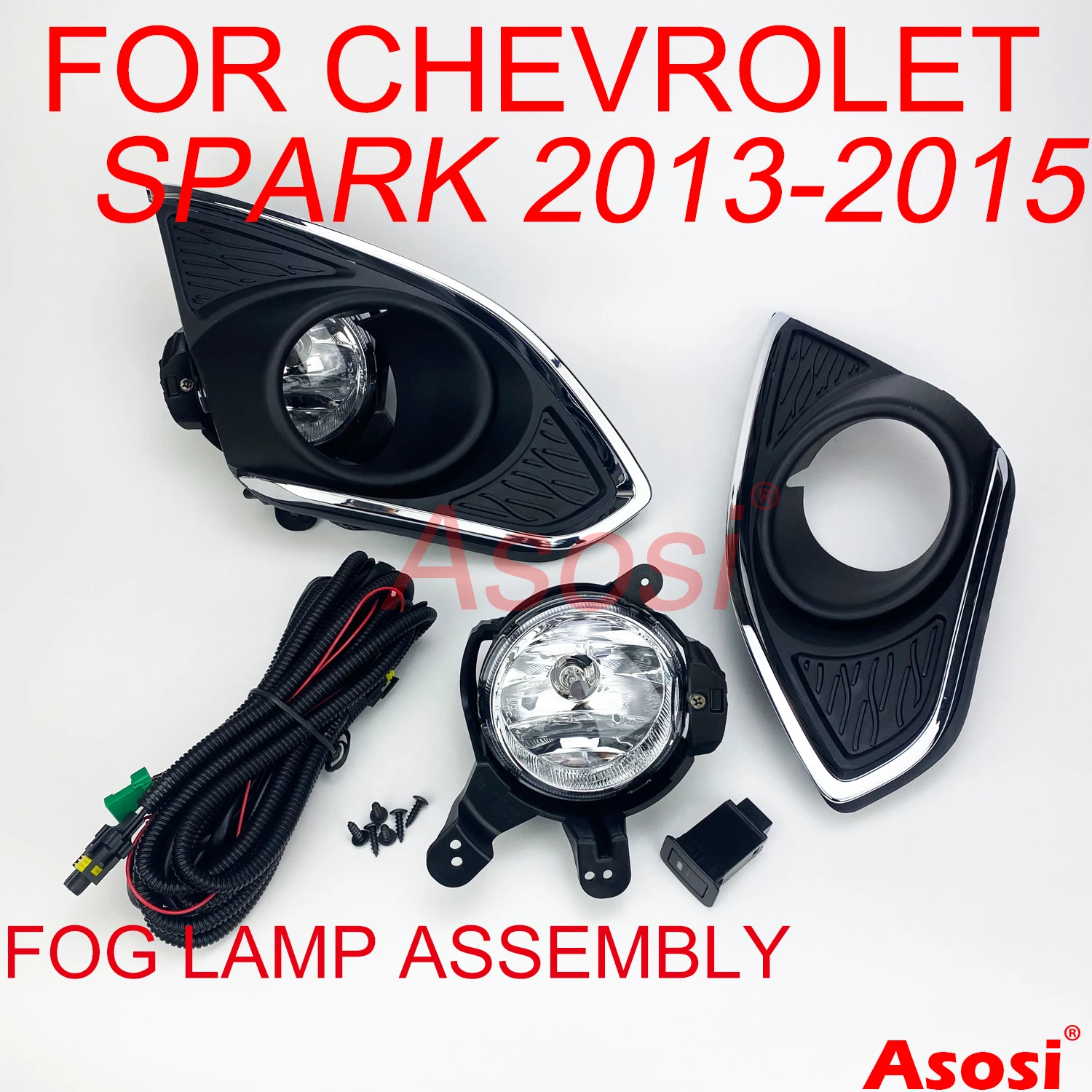 

Bumper Fog Lights Assembly For Chevrolet Chevy Spark 2013 2014 2015 Right & Left Side Replace Or Upgrade Clear Lens Full Set