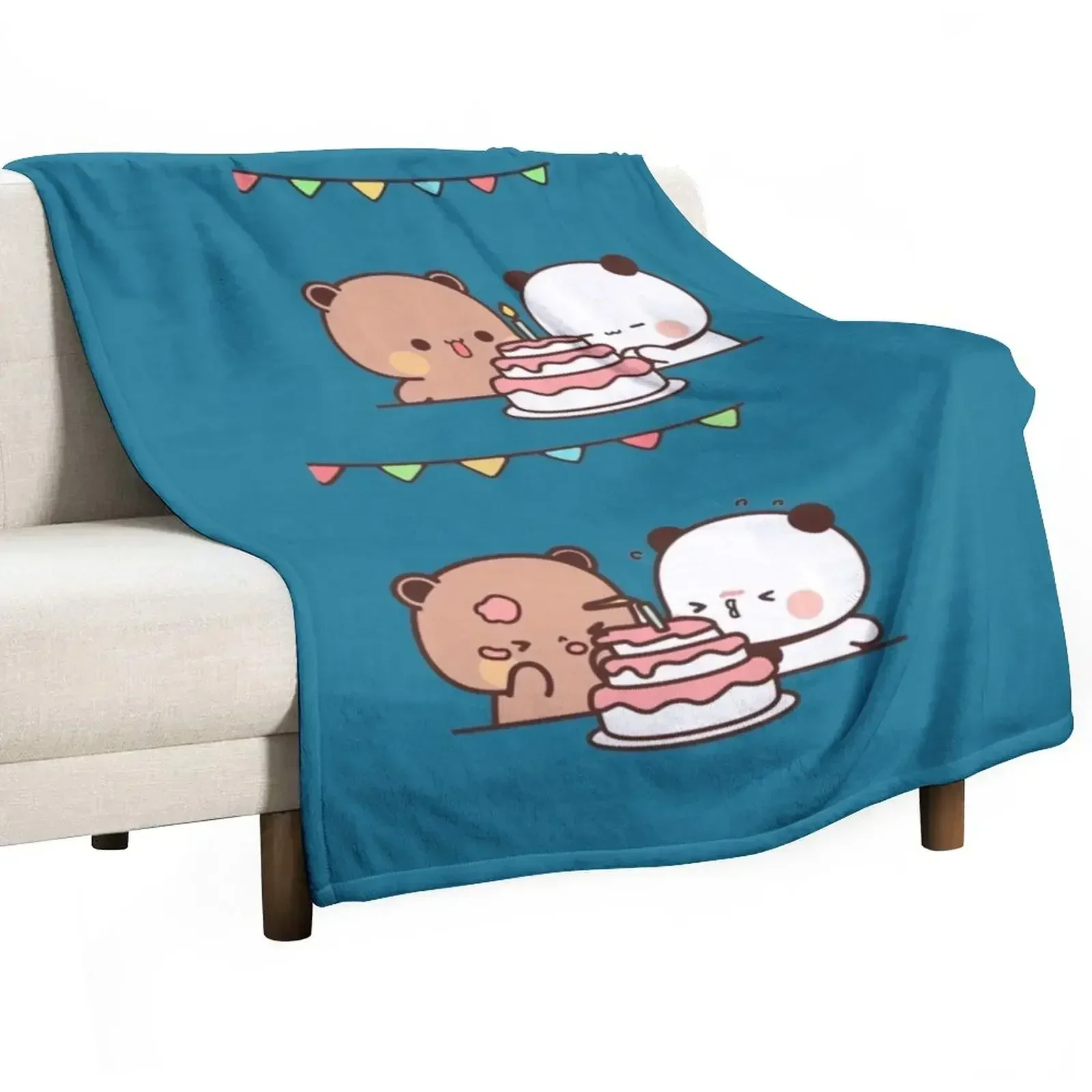 Bear and Panda Bubu Dudu Balloon Throw Blanket for sofa Thermal Softest for winter Blankets