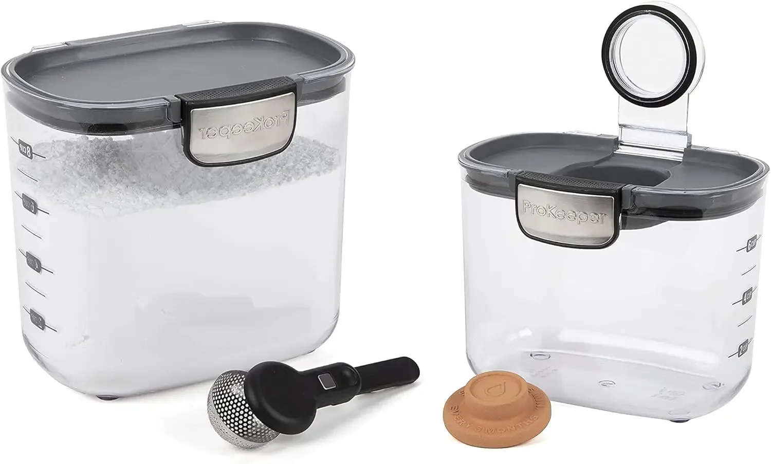 

ProKeeper+ Clear Plastic Airtight Food Baker's Kitchen Storage Organization Container Canister Set with Magnetic Accessories