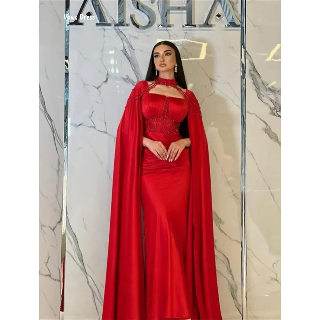 

Vows Custom Made Evening Dresses for Luxury Party Dresses Woman 2025 Line A Red Round Collar Wedding Evening Dress Elegant Gown