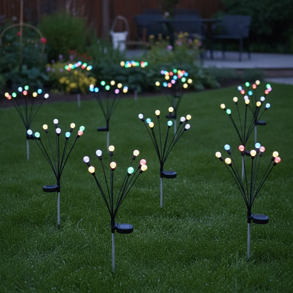 

IP65 Waterproof Solar Firefly String Lights Wind Motion Creative Personalized LED Garden Lights 6 LED New Upgraded