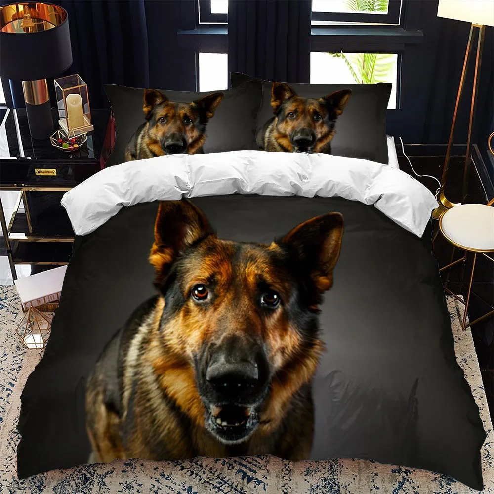 German Shepherd Duvet Cover Set Set King/Queen Size Purebred Hound Animal Bedding Set Kids Cute Dog Puppy Polyester Quilt Cover