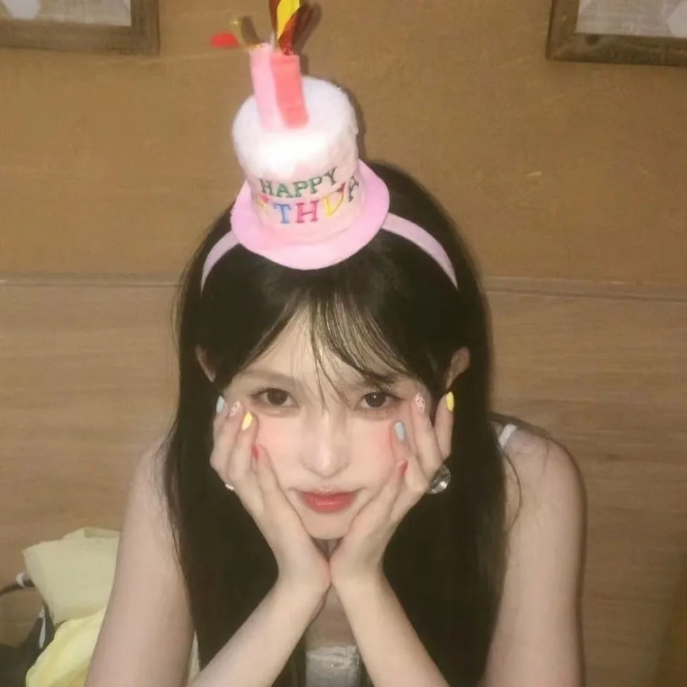 Bandeau d'anniversaire de dessin animé, créatif en peluche, gâteau d'anniversaire, bougie, accessoires pour cheveux, cerceau pour femmes, fournitures de fête