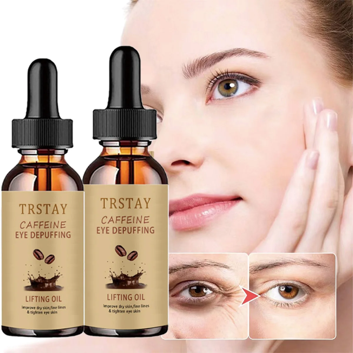 TRSTAY Caffeine Eye Essence Oil for Improved Dry Skin Fine Lines And Tightened Eye Skin Maternity Skincare Eyes Serum