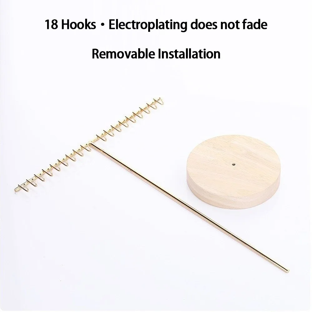 

T-shaped Storage Rack with Wood Base Space Saving Jewelry Organizers Stand Multipurpose Bracelet Holder Home Accessories