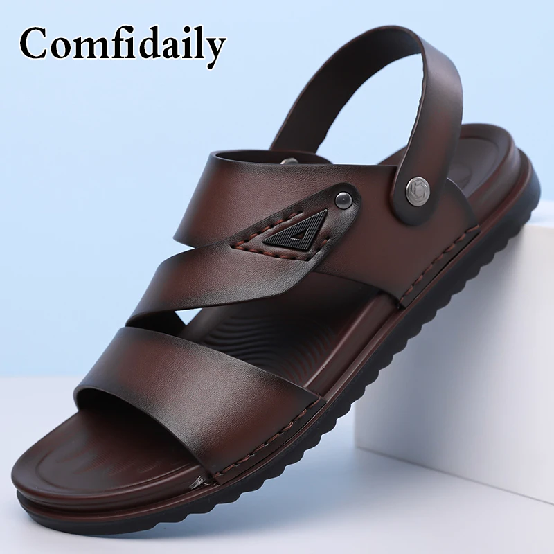 Men's Summer Fashion Sandals Personality Beach Shoes Anti-slip Soft Bottom Two-Way Wearable Slippers-5301