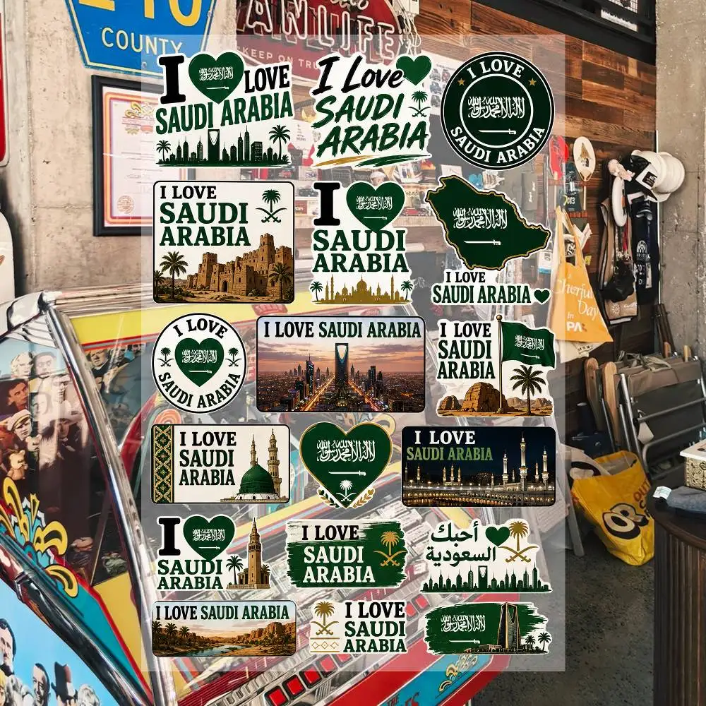 Ich liebe Saudi-Arabien Ästhetische Graffiti-Aufkleber Wasserdichte PVC-Sticker für Auto Motorrad Skateboard Helm Notizbuch