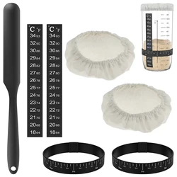7 Pcs Sourdough Starter Kit Sourdough Starter Accessories Kit with Cloth Covers Temperature and Date Marked Feeding Bands