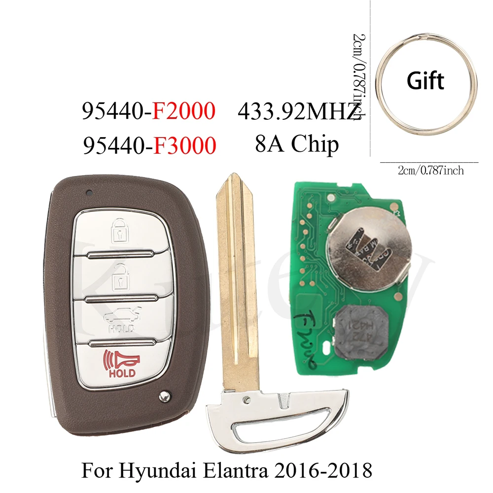 

jingyuqin 433MHz 8A Chip 95440-C1500 /C1500NNA /C2500 CQOFD00120 Smart Remote Car Key FOB For Hyundai Sonata 2017 2018 2019