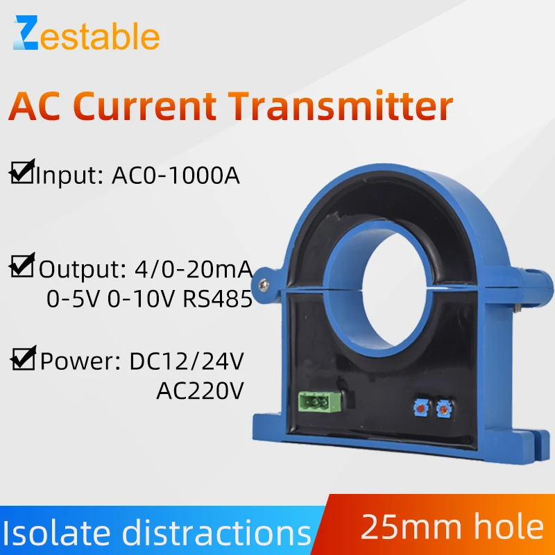 

Датчик переменного тока Холла ZA-K7 AC 0-50-1000A Вход 4-20 мА 0-5 В 0-10 В RS485 Выход Передатчик тока с открытым контуром и разделенным сердечником
