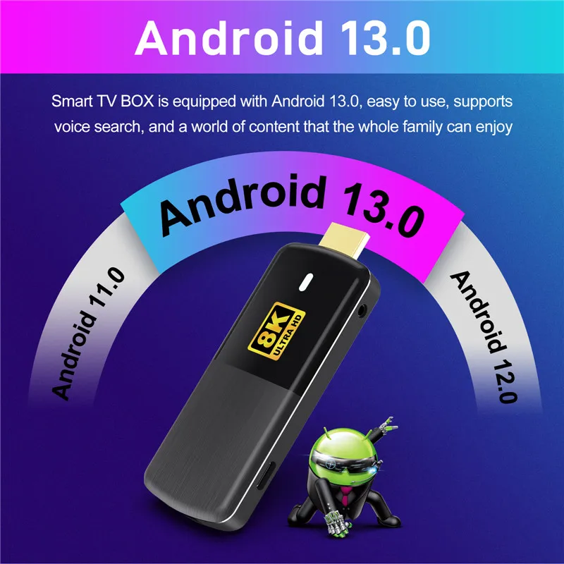 H96 Max M3 Smart TV Stick 8K WIFI6 for IOS Android 13 HDMI-compatible TV Box 2.4G Decoder Google Voice Bluetooth Media Player