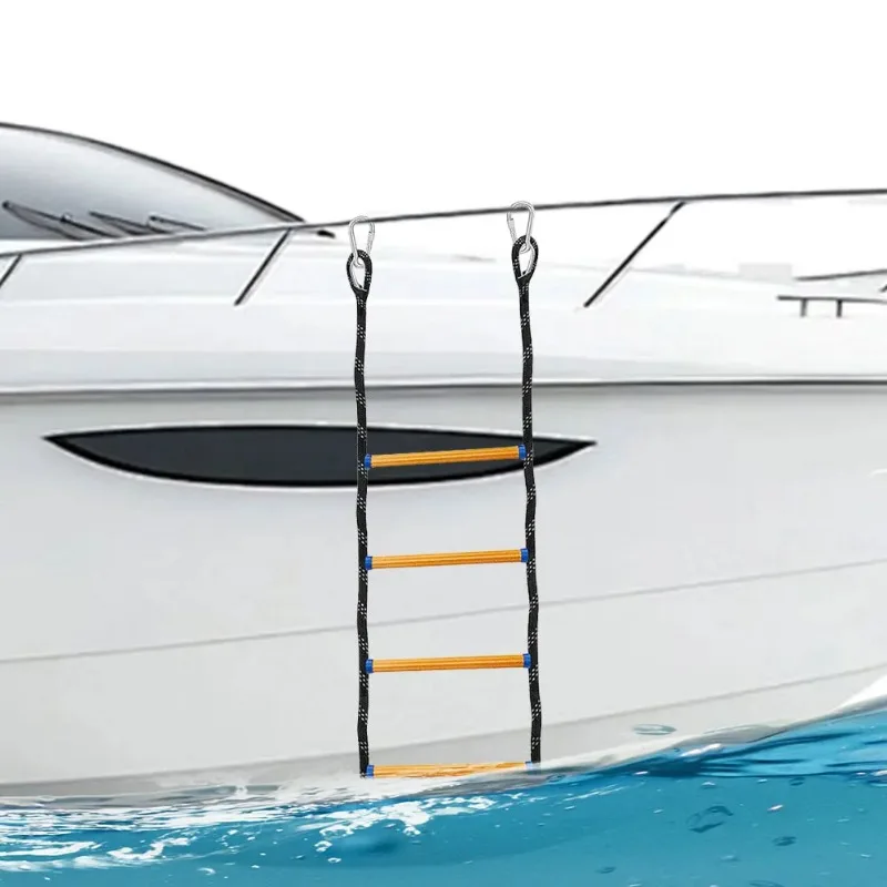 4 Step Marine Rope Ladder Folding Portable Rope Boarding Ladder Swim Ladder for Inflatable Boat Kayak Motorboat Canoeing