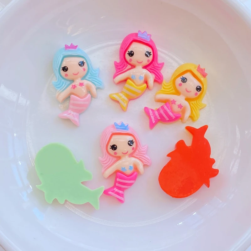 20Pcs New Mini Cute Mermaid Series Flat back Resin Cabochons Scrapbooking DIY Jewelry Craft Decoration Accessorie