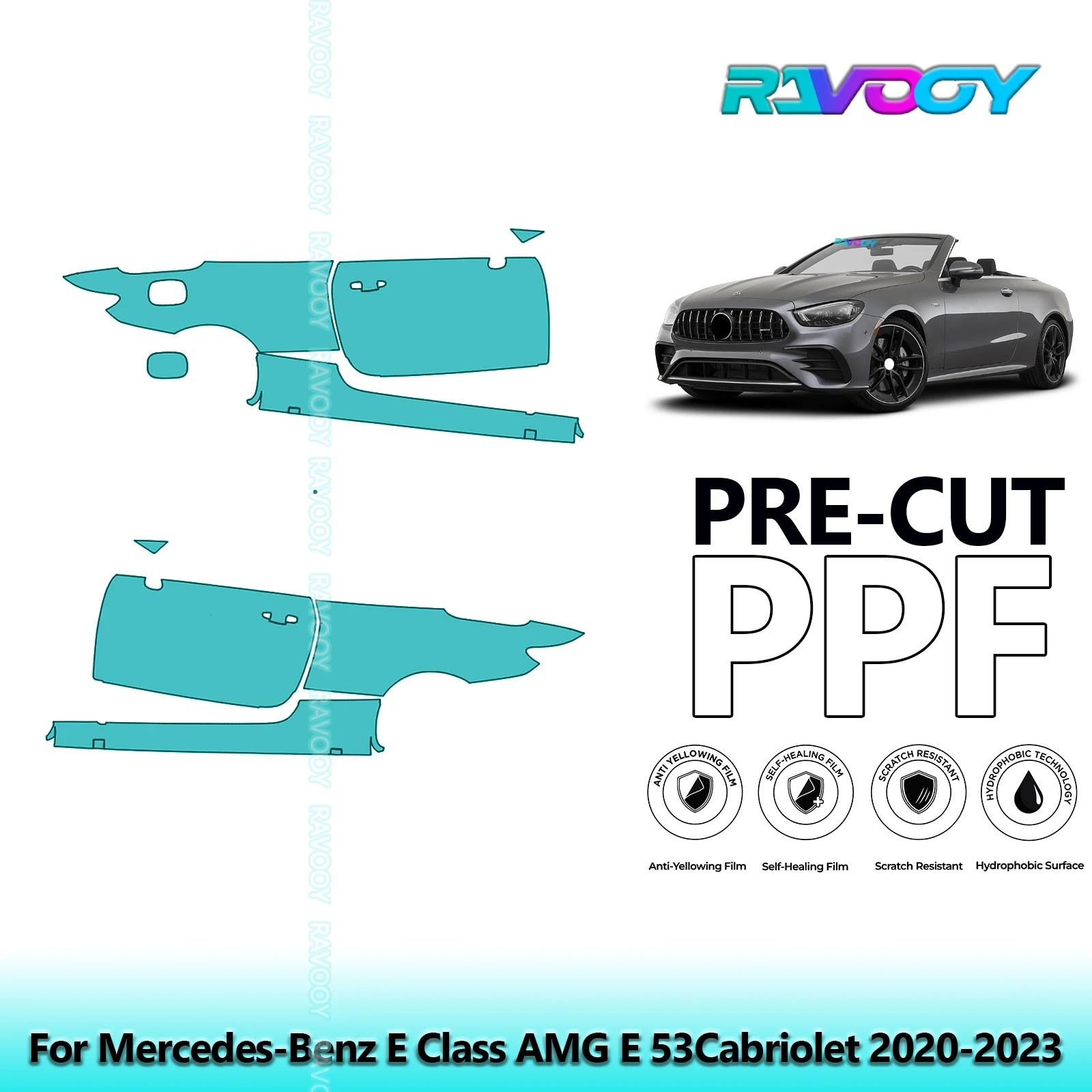 

For Mercedes-Benz E Class AMG E 53Cabriolet 2020-2023 8.5mil Pre-Cut PPF Door & A/B Pillar Kit TPU Paint Protection Film Set
