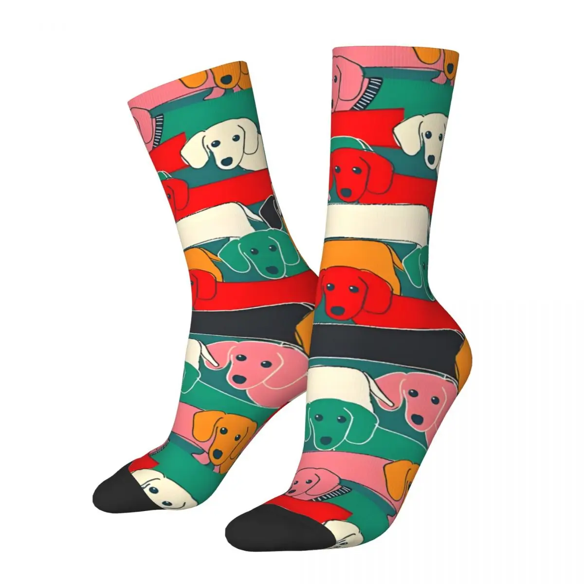 Vintage Dogs Pattern Men's compression Socks Unisex Sausage Dogs Harajuku Seamless Printed Novelty Crew Sock