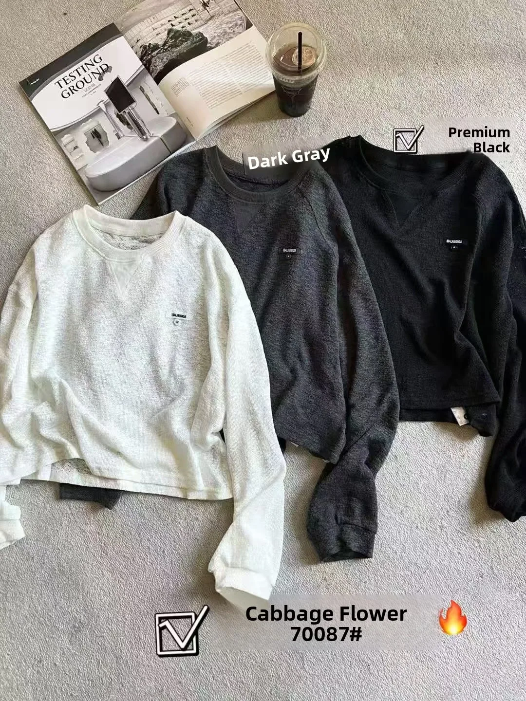 

Early Autumn New Faion Versatili round Ne Design Sense Sweatirt Woman Loose ow Thin Long Sve Blouse Slimming Effect