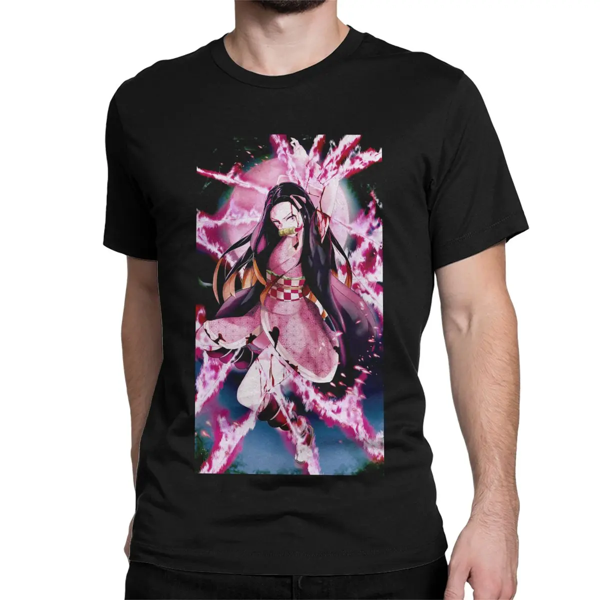 Demon Slayers Kamado T Shirt Men Women's Pure Cotton T-Shirt Round Neck Japanese Nezuko Tee Shirt Short Sleeve Clothes Adult