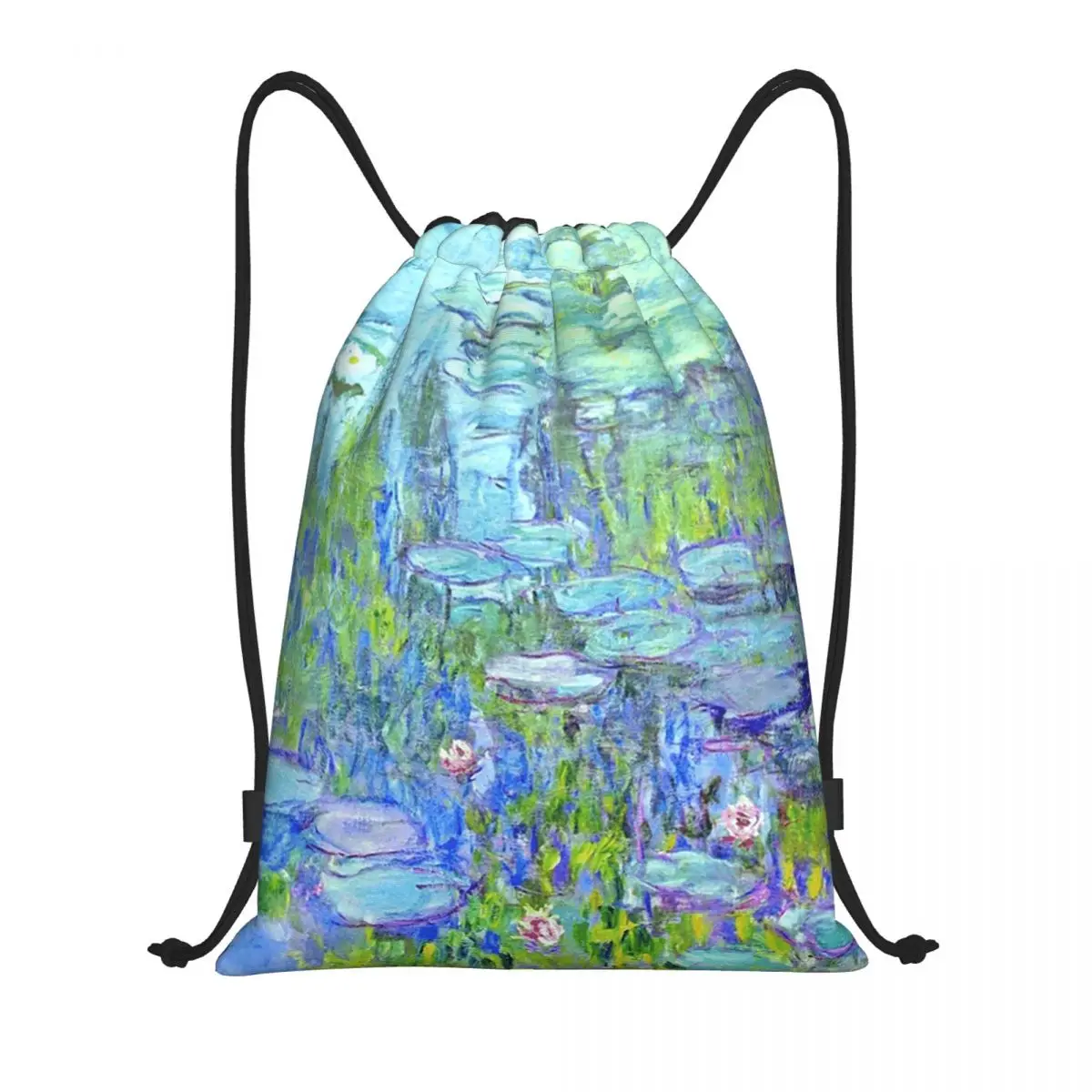 

Женские рюкзаки с изображением длинных водяных лилий Клода Моне, повседневные сумки на шнурке, спортивные сумки, сумки для книг для мужчин и женщин, школьные сумки