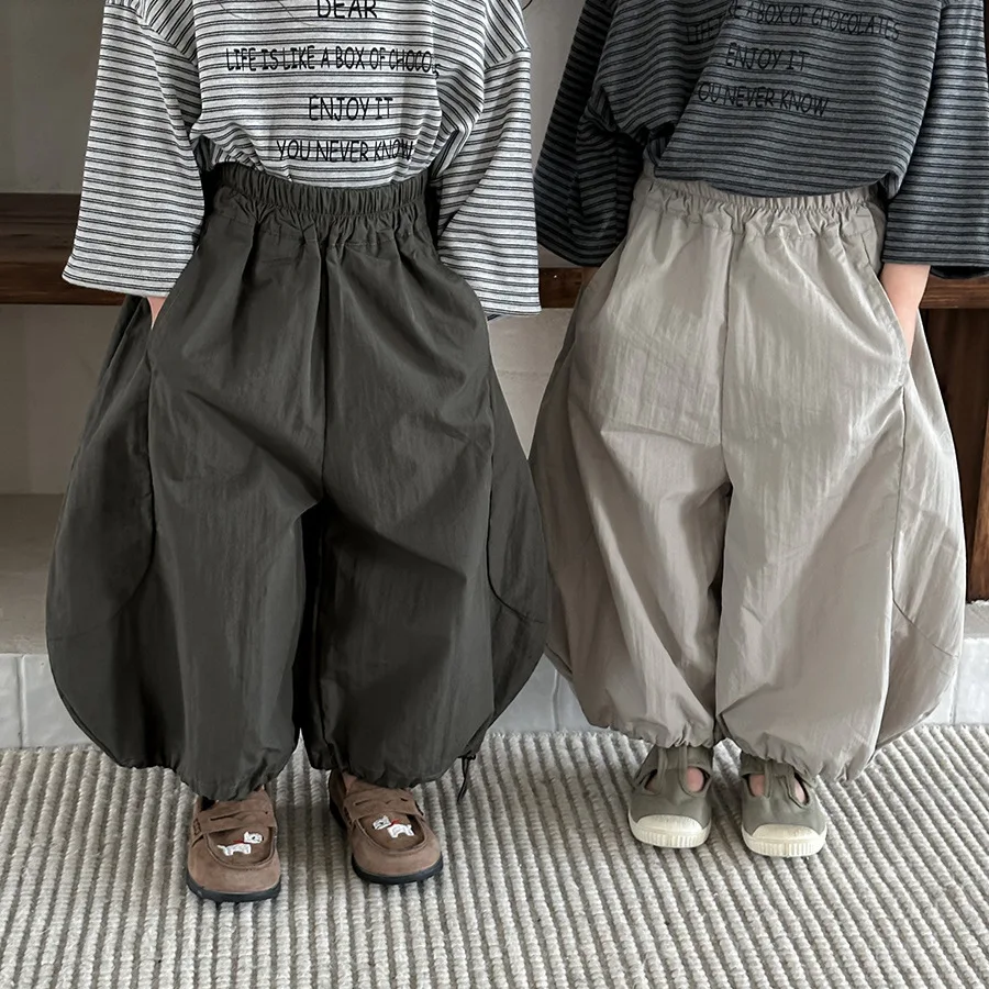 

Новые детские брюки-кюлоты для подростков, однотонные, свободные, широкие, повседневные, осенние, в корейском стиле, детская одежда 2026