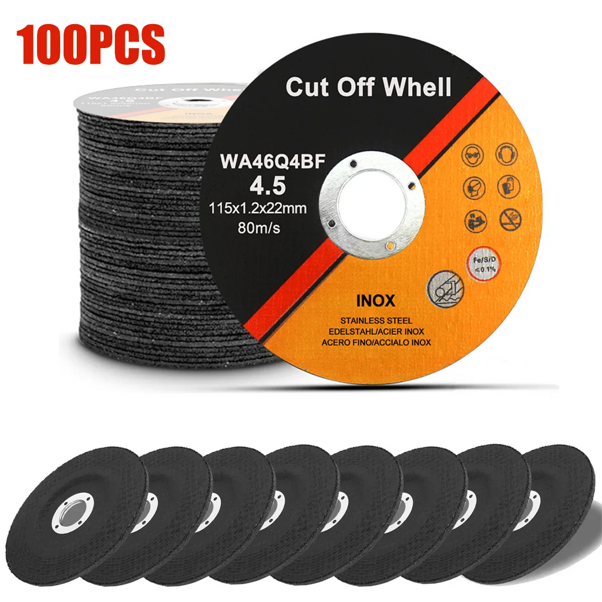 Discos de corte de Metal ultrafinos, molienda de acero para amoladora angular de 115mm, 100/50 Uds.