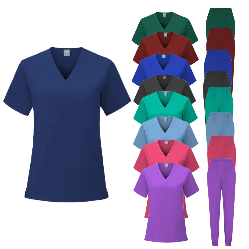 Polychrome Surgery Uniforms Suit Nurse Accessories Hospital Medical Uniform Women Men Dental Scrubs Set Beauty Spa Work Clothes