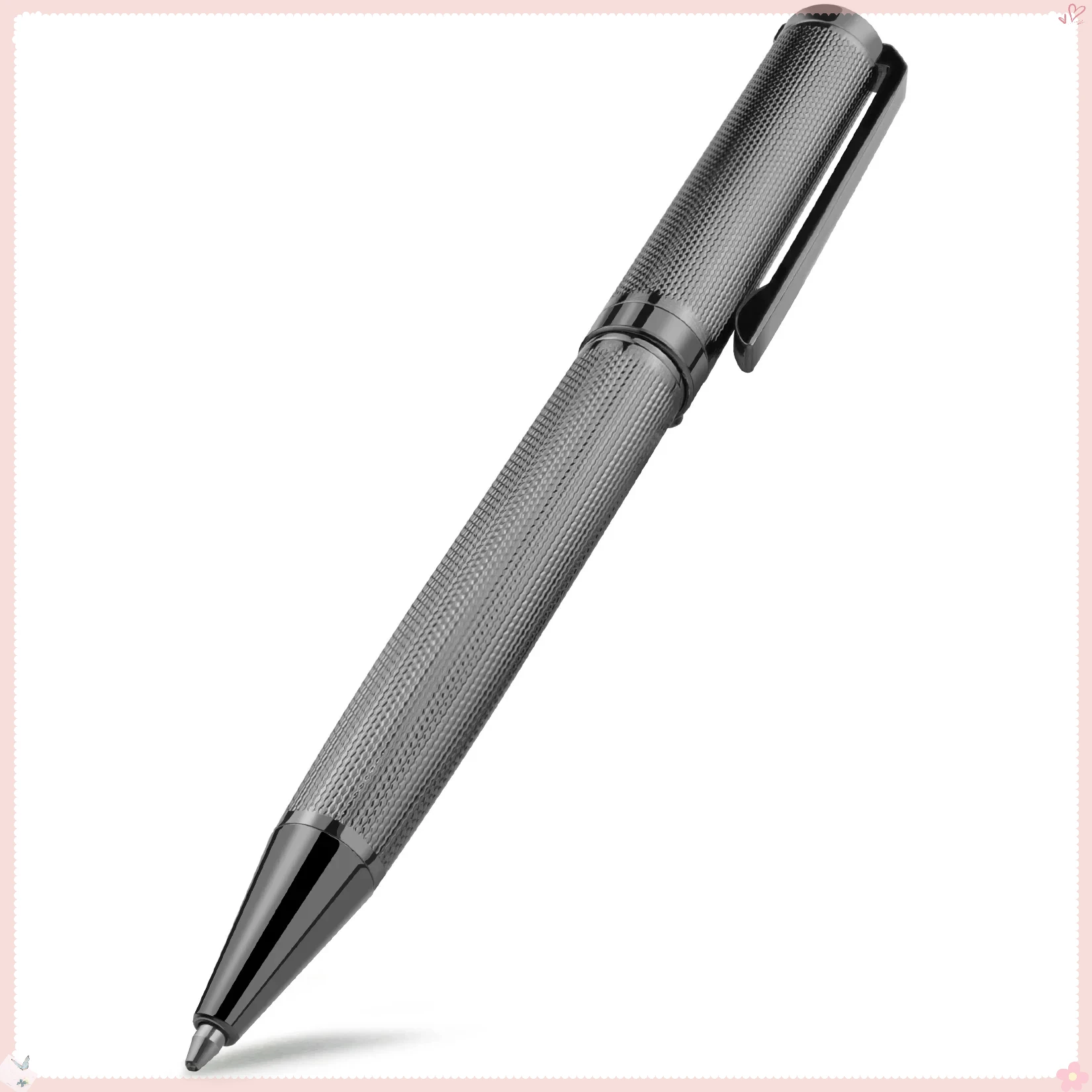 STONEGO Metal Retractable Ballpoint Pen, Signature Style, Black Ink, Medium Point 1.0mm