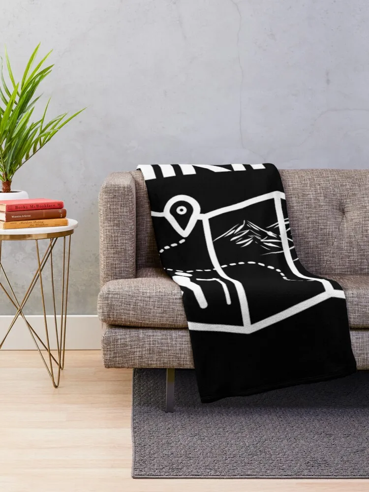 Hiking Simple White Design Throw Blanket Hair Plaid funny gift For Decorative Sofa Blankets