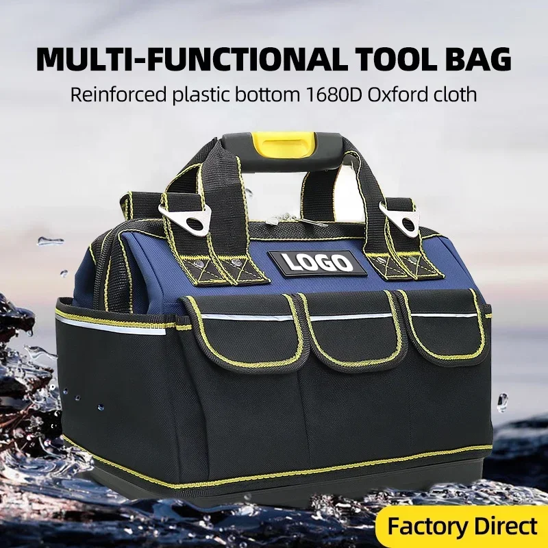 PINGHU Heavy Duty Multi-Purpose Oxford Zipper Storage Electrician Tool Bag With Plastic Bottom