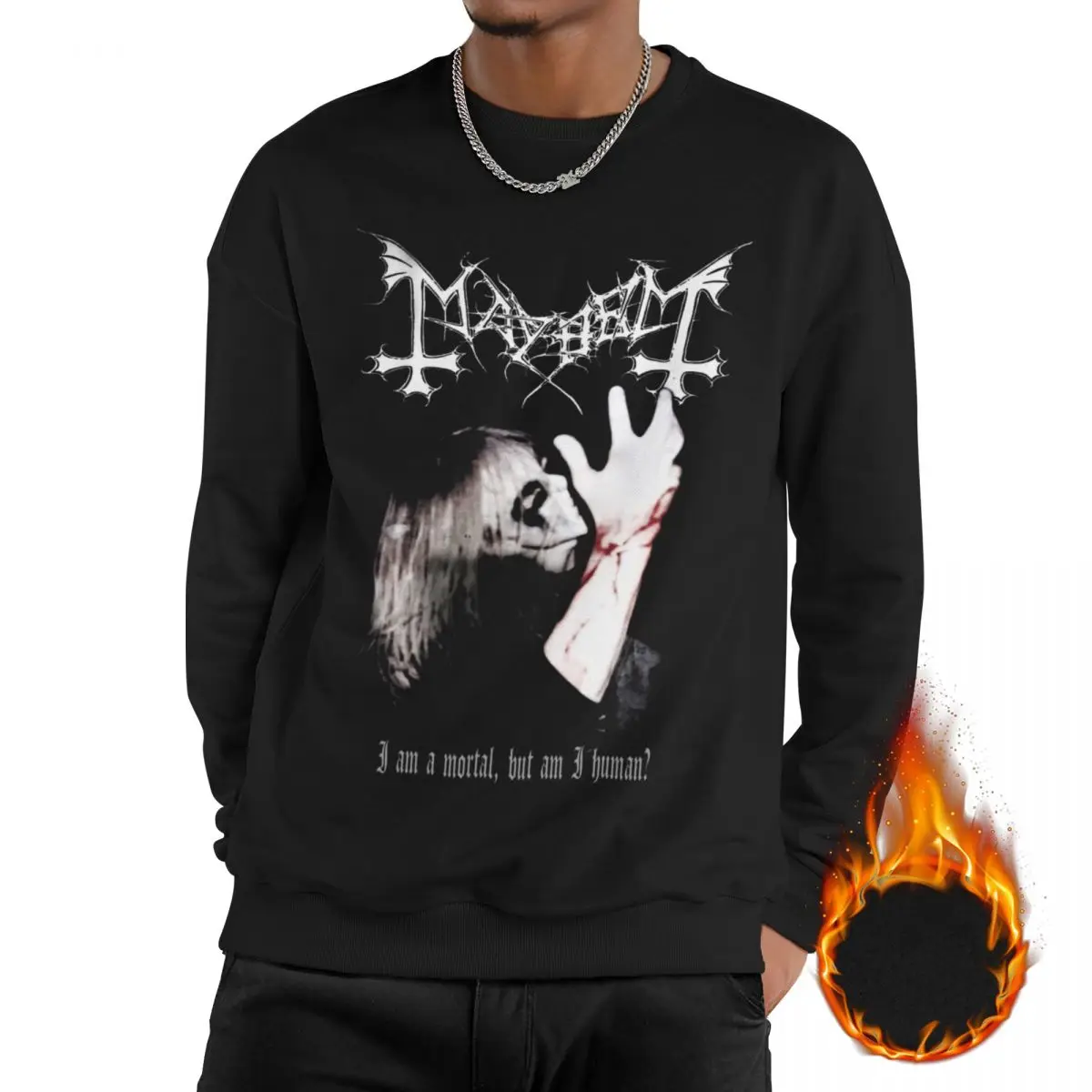 

Fashion Mayhem Dead Black Metal Sweatshirt For Men Women Fleece Lined Long Sleeve Shirts Warm Thick Sweatshirts Hoodie