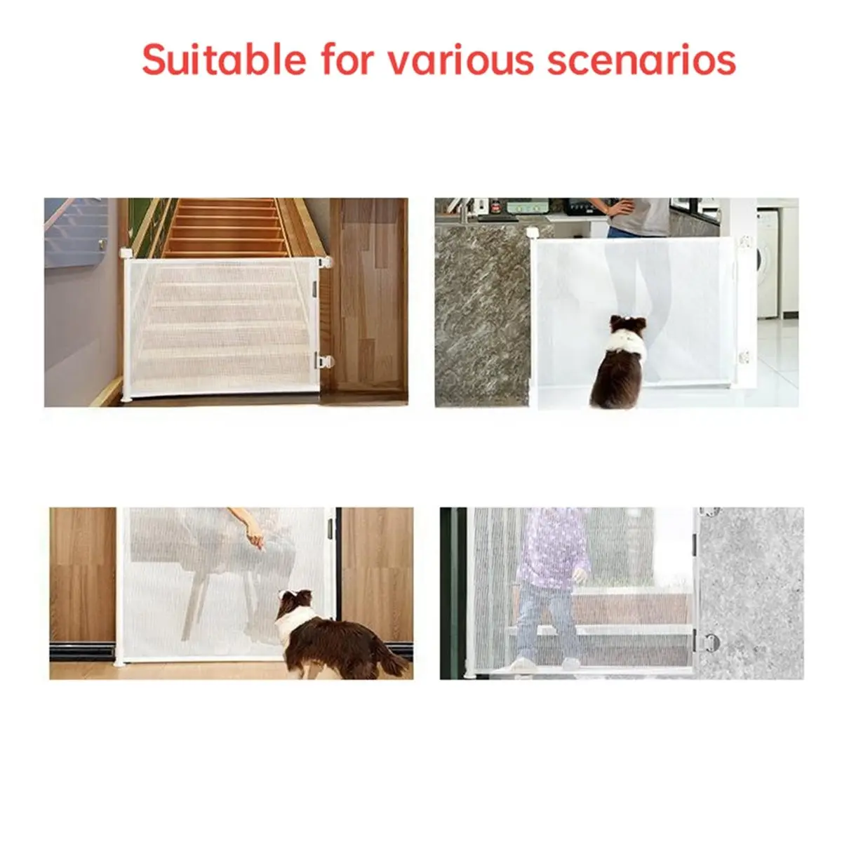 AA14 Retractable Baby Gate Replacement Parts, 55inch W X 33inch H Retractable Baby Gate Extensions for Retractable Gate White
