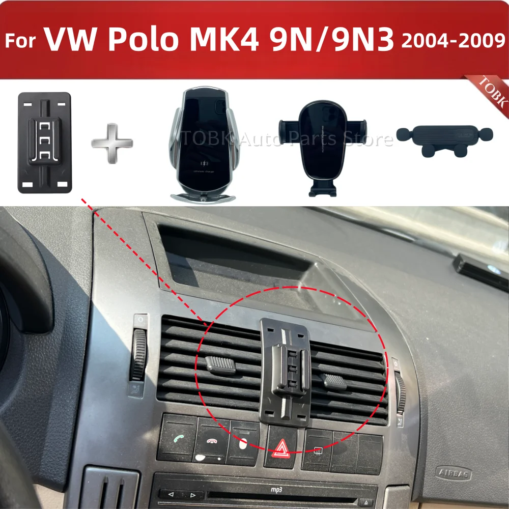 Suporte para telemóvel para carro, para Volkswagen VW Polo MK4 9N/9N3, modelos de 2004 a 2009, 2005. Base de suporte fixa especial, carregamento sem f