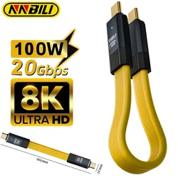 NNBILI 100W Short USB C to USB C Cable Fast Charging Type C Cord 20Gbps Data Transfer 8K@60Hz Flat Data Charge Extension Cable ﻿