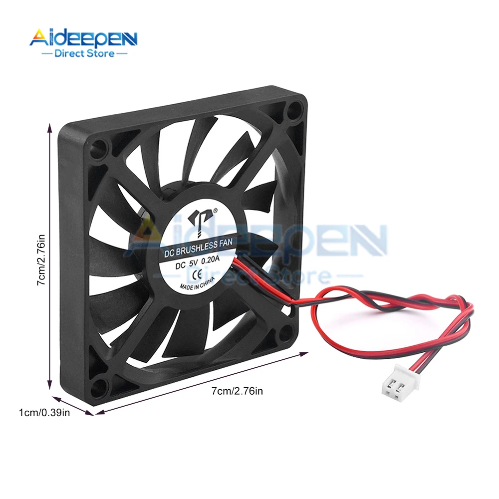 7010 5V 12V 24V 0.15A 0.2A Cooling Fan Silent DC Cooling Fan Industrial Fan Cooling Fan 3D Printer Parts 2Pin 7cm*7cm