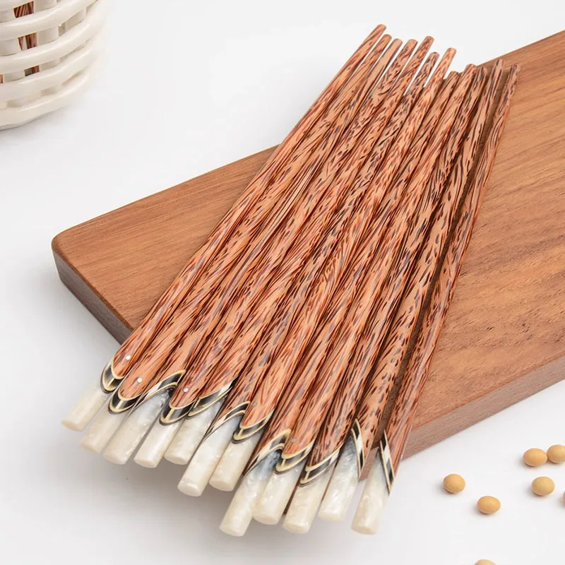 

Natural Coconut Shell Chopsticks 5pairs 10 pairs Handmade Anti-Slip Wooden Cutlery Durable Kitchen Utensils for Home Dining