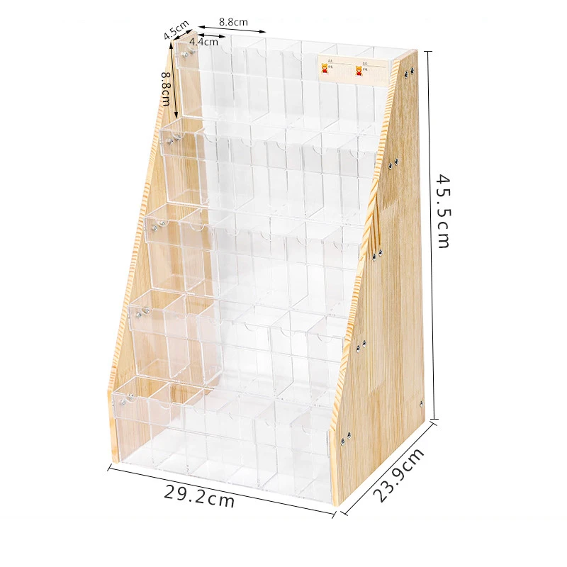 Clear Wood Pen Holder Stationery Store Storage Rack Brush Case Display Stand Desktop Marker Pencil Organizer Supermarket Shelves