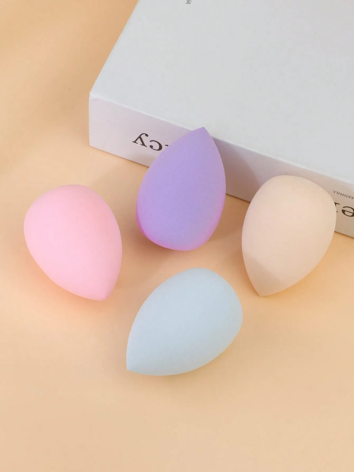 8Pcs Latex-Free Sponge & Thumb Puff Set 4 Teardrop Blenders 4 Flocked Puffs Wet Dry Dual Use Powder Foundation Cosmetic Kit