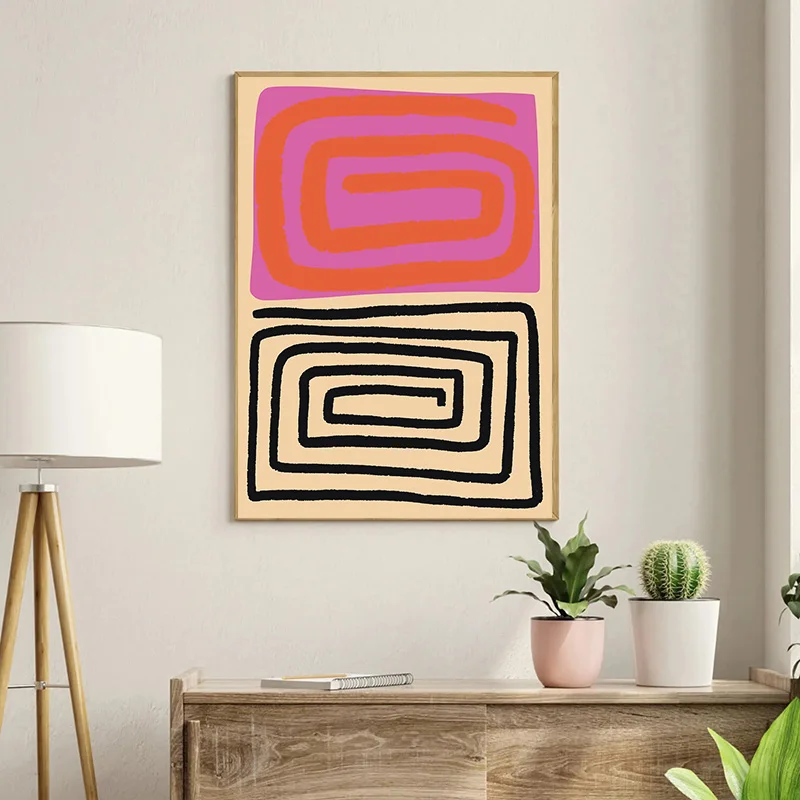 Modern Chill Text Art Minimalist Mid Century Geometric Line Art Poster Canvas Painting Print Wall for Living Room Home Decor