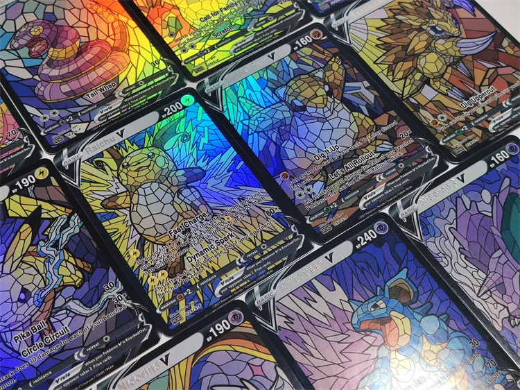 32Pcs/set Pokemon Self-Control Refraction Flash Card Collect Trading Signature Anime Gift Cartoon