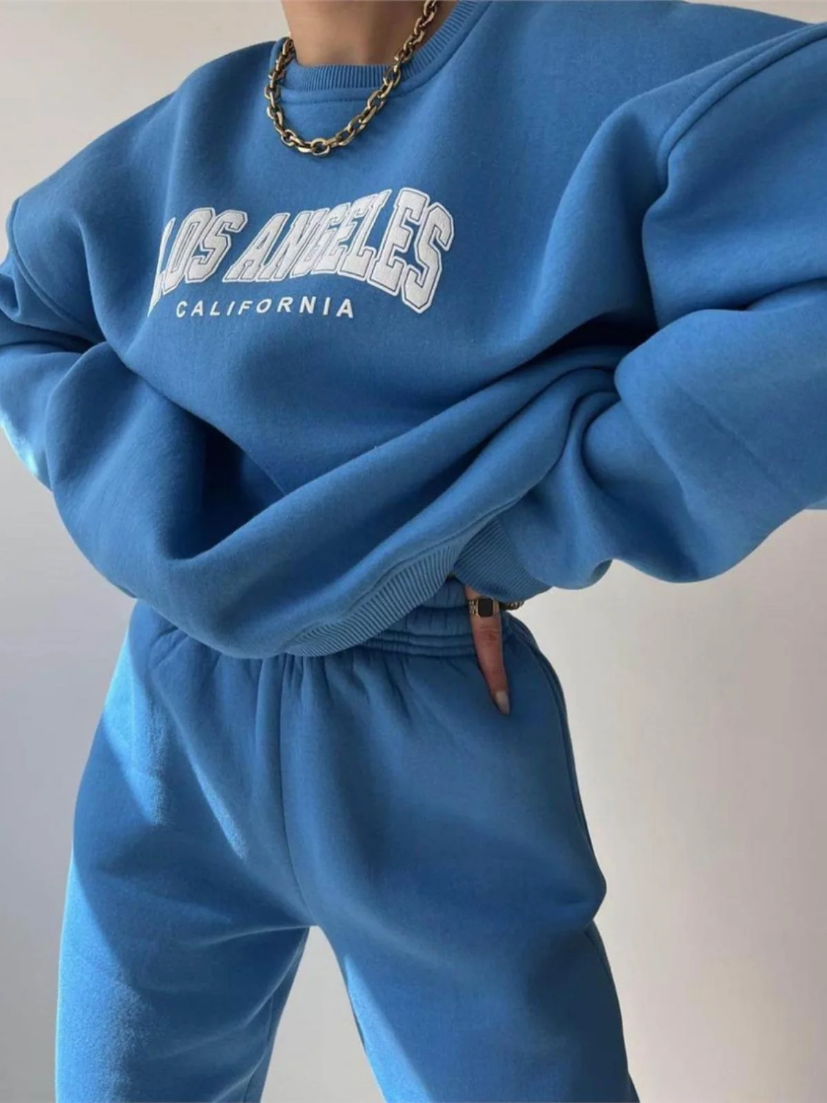 Setelan Sweater Kasual Wanita, Celana Panjang, Hoodie, Ensemble, Koleksi Musim Gugur yang Modis, Bahan 9%-95%