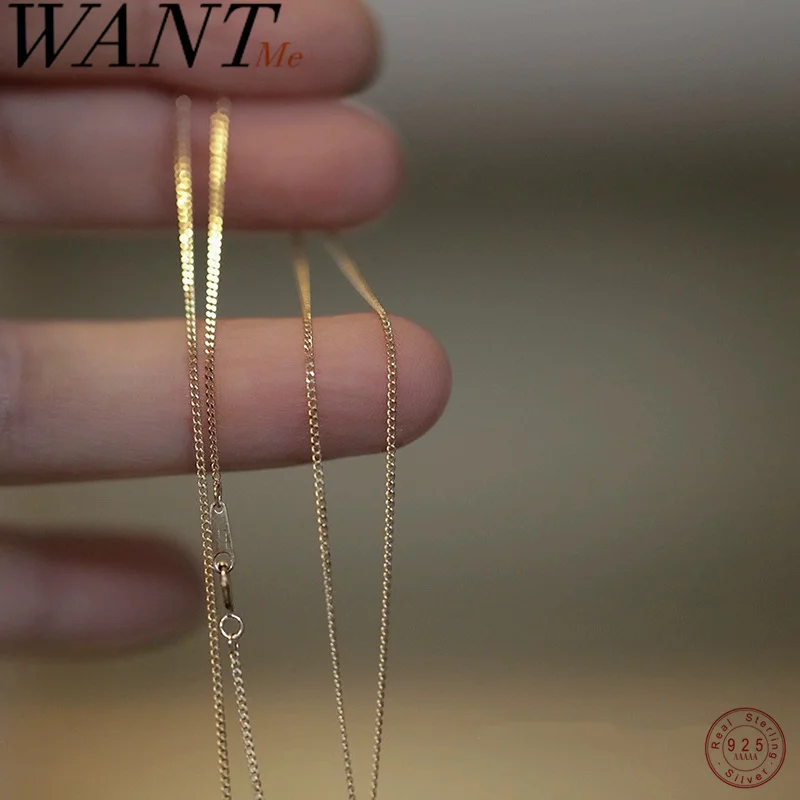

WANTME 925 Sterling Silver Minimalist Versatile Clavicle Chain Necklace for Women Fashion Classic DIY Pendant Jewelry Accessorie