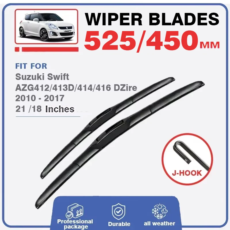 Car Front Rear Hybrid Wiper Blades For Suzuki Swift AZG 412 413D 414 416 2010 - 2017 Hatchback Windshield Windscreen Accessories