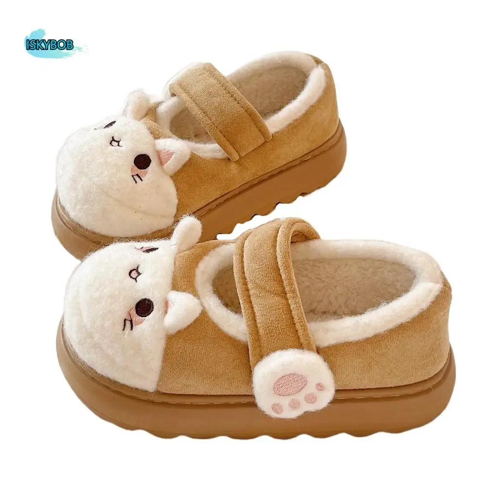 

Обувь с милыми мультяшными кошачьими лапами, Нескользящая домашняя одежда, зимние зимние тапочки с котом, толстые теплые тапочки в стиле Лолиты для девочек